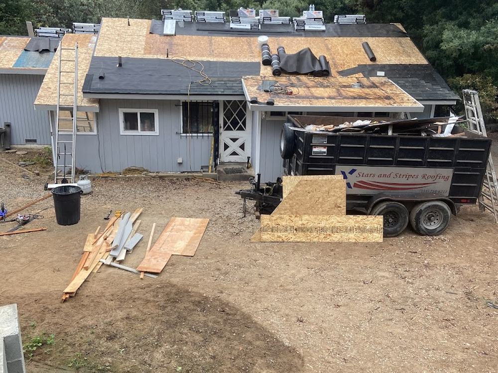 Recent work by Stars and Stripes Roofing/24 hr emergency services
